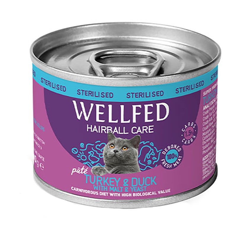 0023049_1750340390_1 (1) Wellfed Sterilised-Hairball Γαλοπούλα & Πάπια σε Πατέ - Image 1